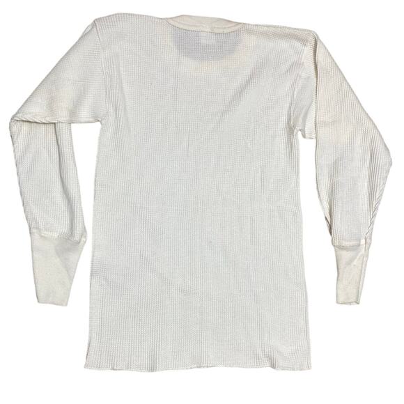 Vintage Thermal Shirt Men’s Medium Ivory Long Sleeve - Picture 2 of 10